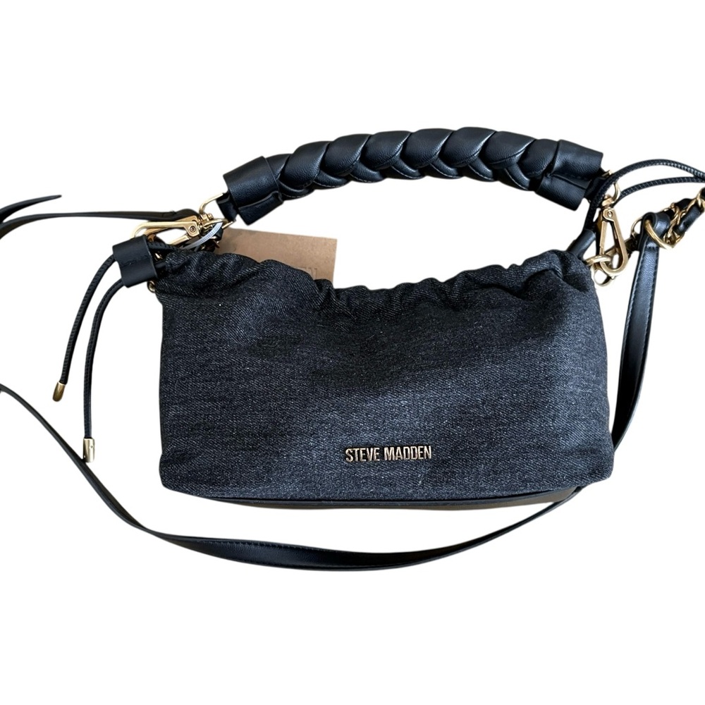 Steve Madden Black and Gold Braided Handbag - Picture 4 of 9